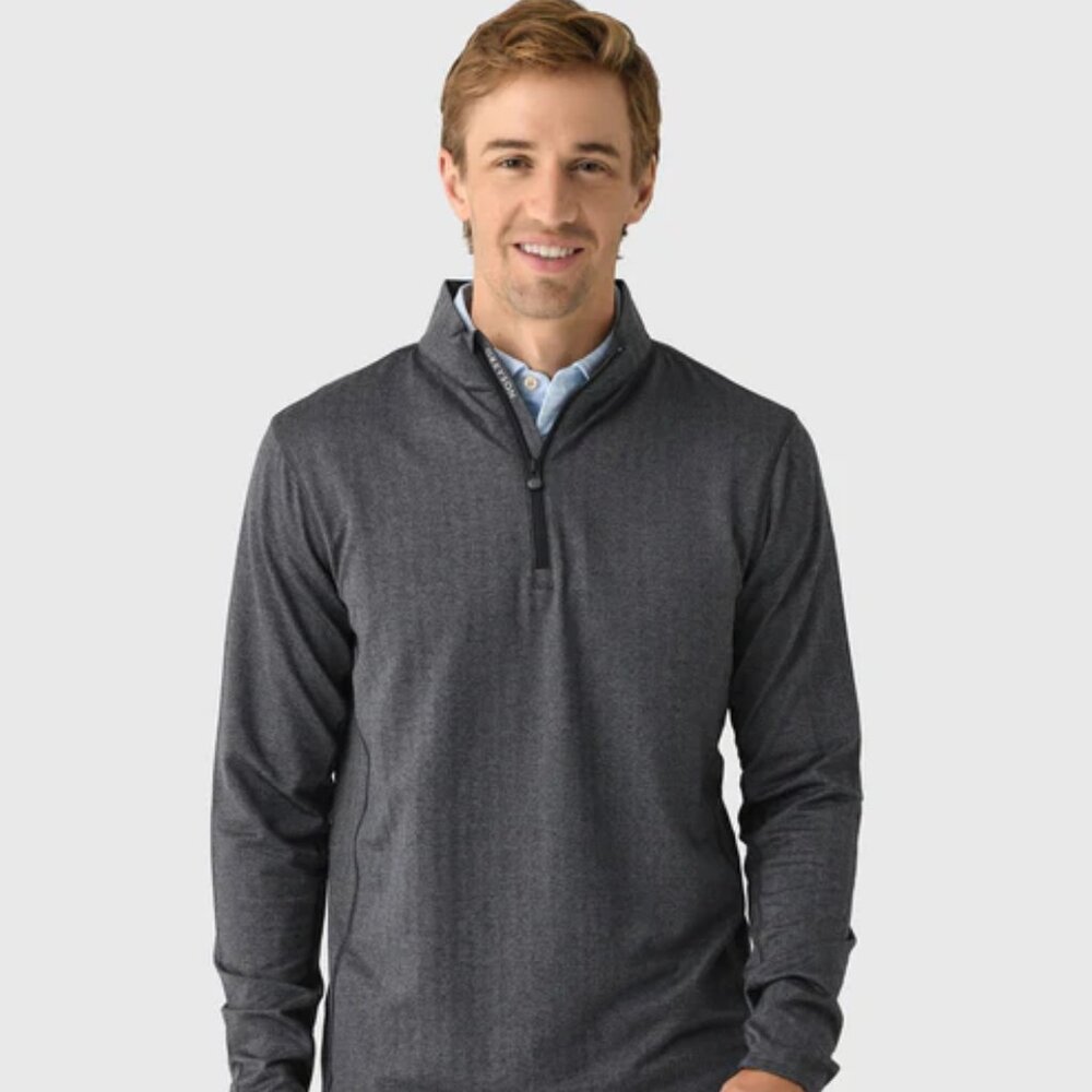 Greyson Tate Herringbone Mock Neck Quarter Zip Golf  Pullover Men Gray M